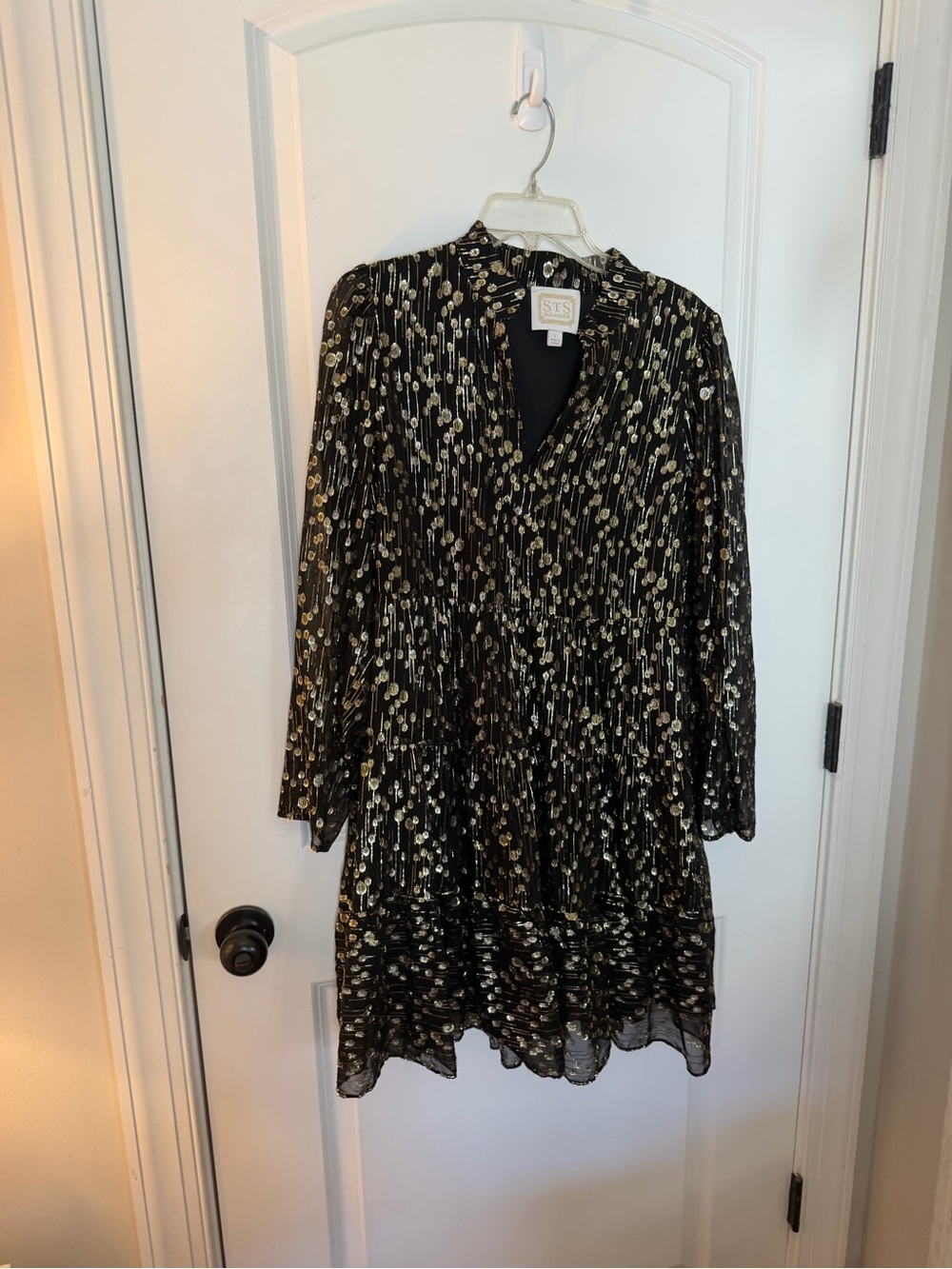 Black and Gold Patterned Long Sleeve Dress - SLS Studio